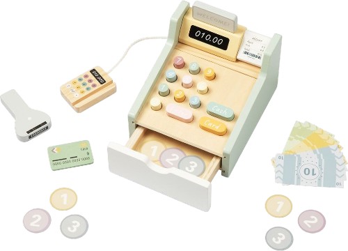 Дървен касов апарат с баркод четец - Tooky Toy Дървен касов апарат с баркод четец - Tooky Toy - играчка
