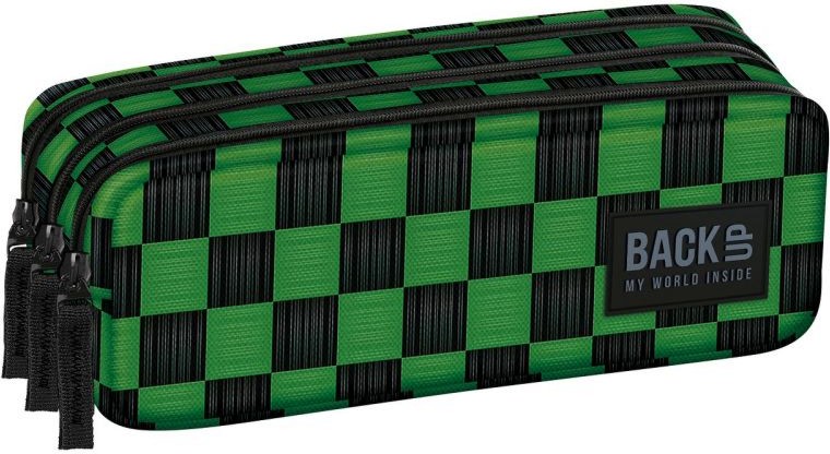 Овален ученически несесер BackUp G 73 Овален ученически несесер BackUp G 73 - С 3 отделение от серията Checkerboard Green - несесер