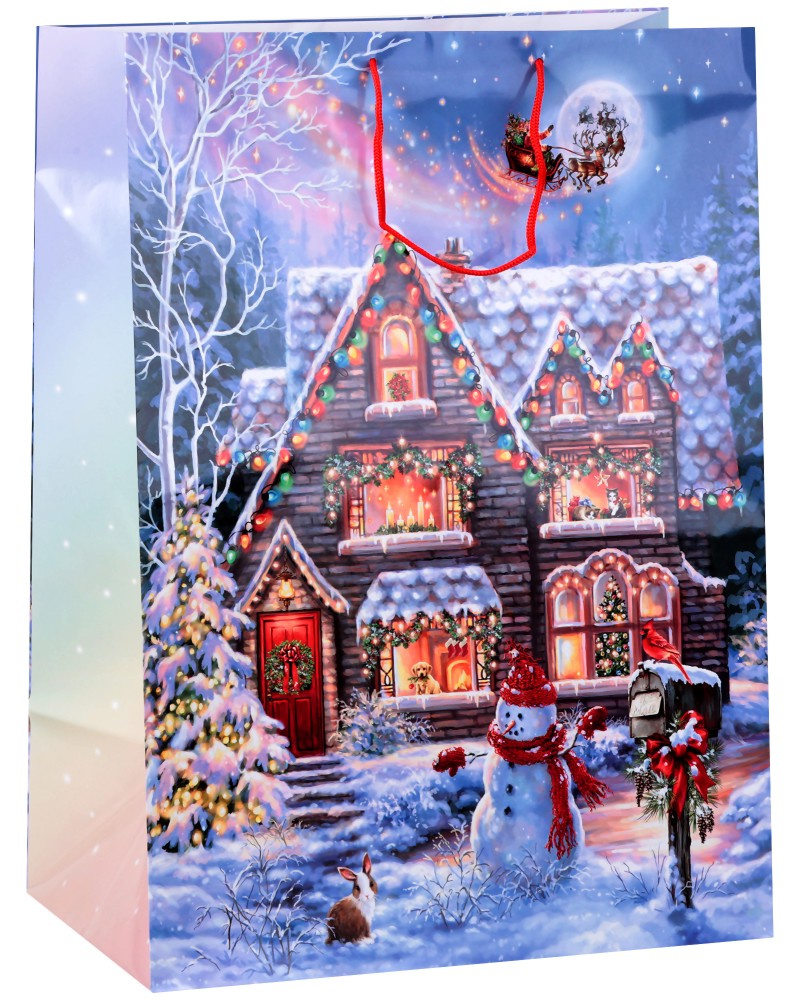 Подаръчна торбичка Коледна къща - Unic Art Подаръчна торбичка Коледна къща - Unic Art - С размери 40.5 / 56 / 25 cm - продукт