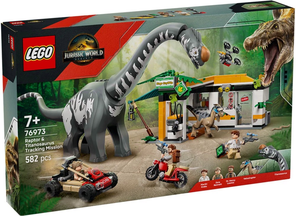 LEGO Jurassic World - Мисия за проследяване на раптор и титанозавър LEGO Jurassic World - Мисия за проследяване на раптор и титанозавър - Детски конструктор - играчка