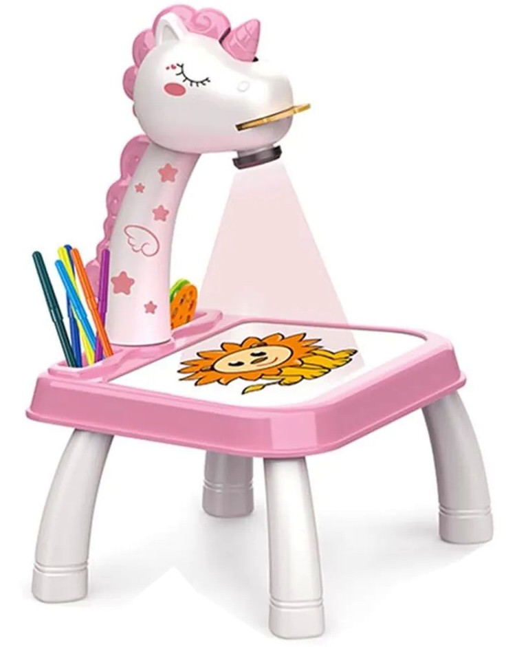 Настолен проектор за рисуване Еднорог - Ocie Настолен проектор за рисуване Еднорог - Ocie - Със звук, светлина и аксесоари - играчка