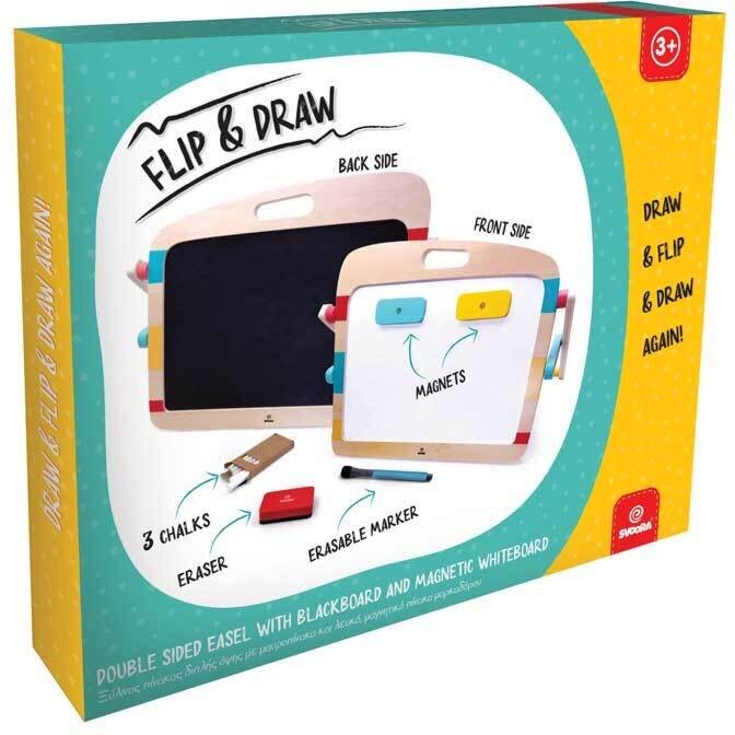 Двустранна магическа дъска Flip & Draw - Svoora Двустранна магическа дъска Flip & Draw - Svoora - С тебешири и маркер - играчка