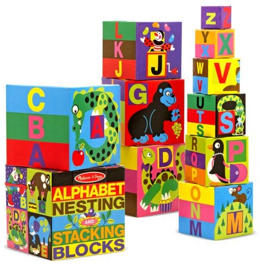 Пирамида от кубчета Melissa and Doug - Английската азбука и животни - играчка