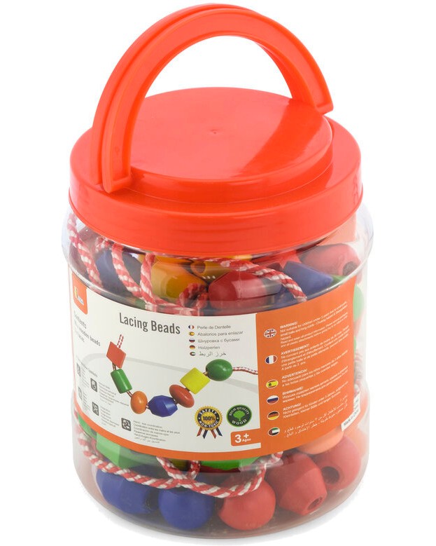 Комплект за нанизване - Viga Toys Комплект за нанизване - Viga Toys - 90 елемента - играчка