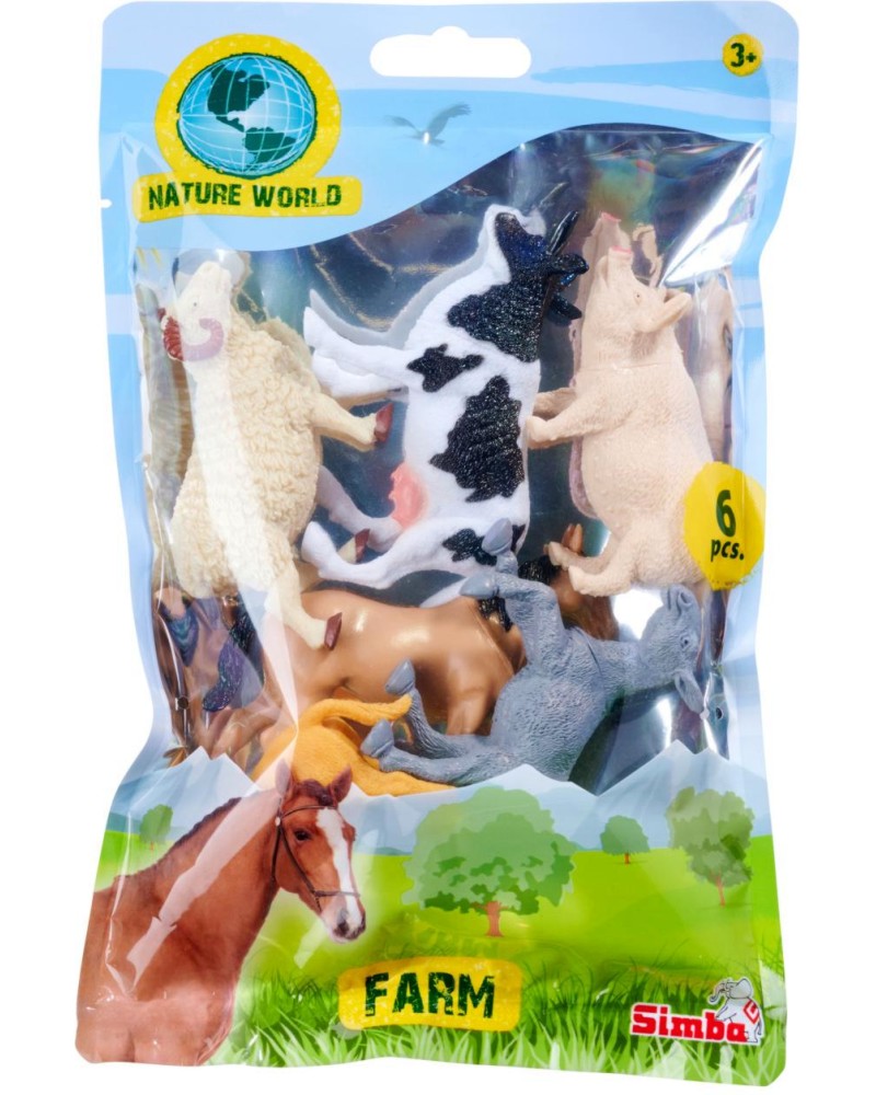 Мини фигурки Ферма - Simba Мини фигурки Ферма - Simba - 6 фигурки от серията Nature World - фигури