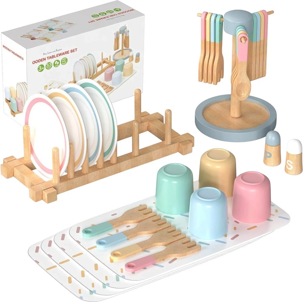 Дървен сервиз за хранене - Ginger Home Дървен сервиз за хранене - Ginger Home - играчка