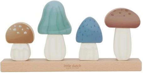 Дървена низанка Гъбки Little Dutch Дървена низанка Гъбки Little Dutch - От серията Forest Friends - играчка