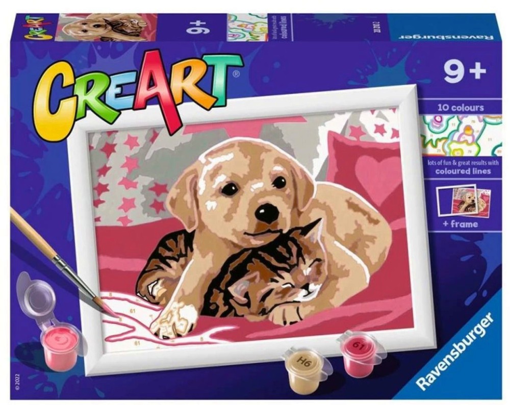 Нарисувай картина с Приятели на одеяло - Ravensburger Нарисувай картина с Приятели на одеяло - Ravensburger - Творчески комплект с акрилни бои от серията CreArt - творчески комплект