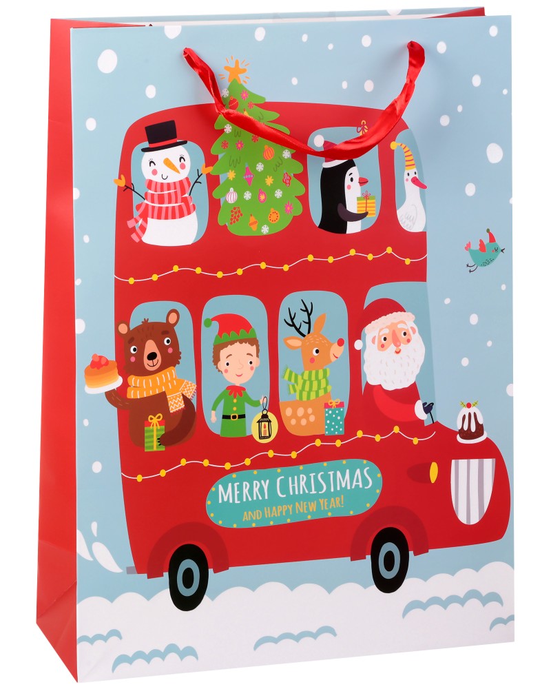 Подаръчна торбичка Коледен автобус - Unic Art Подаръчна торбичка Коледен автобус - Unic Art - С размери 33 / 46 / 14 cm - продукт