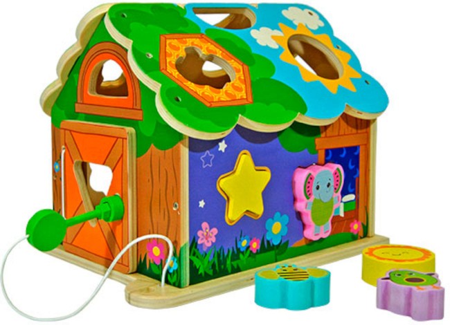 Дървен сортер Къща - Frootimals Дървен сортер Къща - Frootimals - играчка