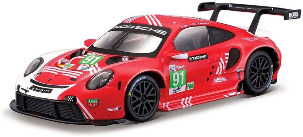 Метална количка Porsche 911 RSR LM 2020 - Bburago Метална количка Porsche 911 RSR LM 2020 - Bburago - С мащаб 1:24 - количка