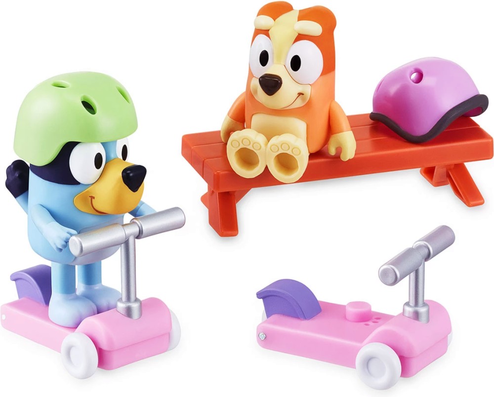 Фигурки на Блуи и Бинго със скутер - Moose Toys Фигурки на Блуи и Бинго със скутер - Moose Toys - На тема Bluey - фигури