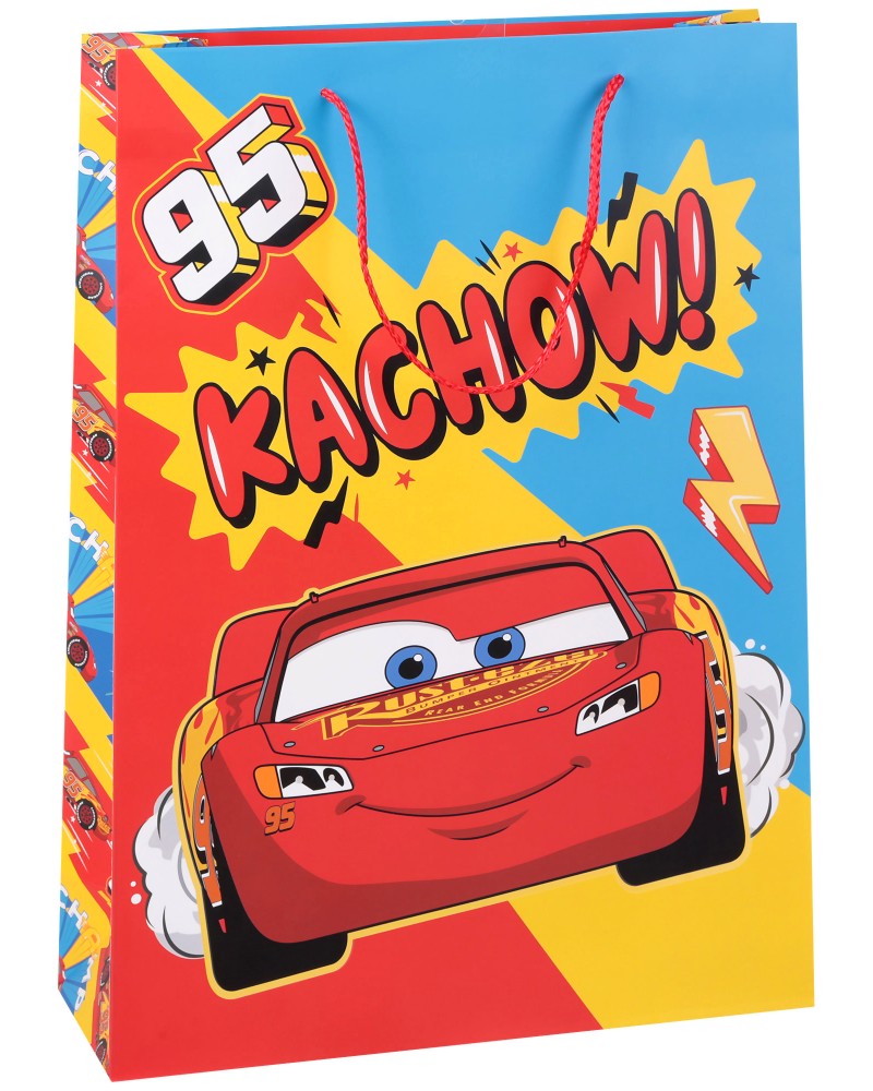 Подаръчна торбичка Светкавицата МакКуин - Unic Art Подаръчна торбичка Светкавицата МакКуин - Unic Art - С размери 33 / 45 / 12 cm на тема Колите - продукт