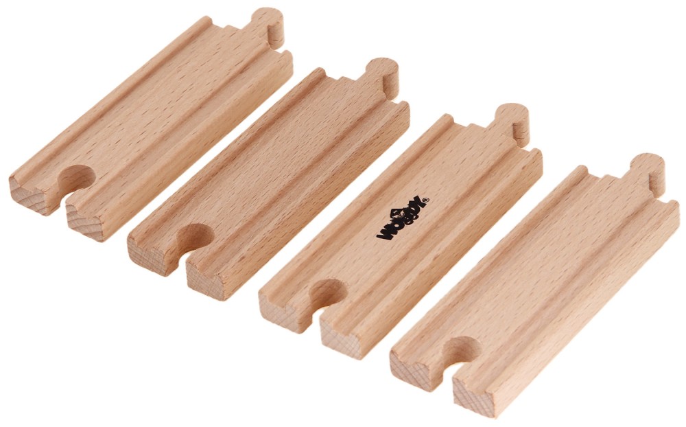 Дървени релси - Комплект от 4 броя - играчка