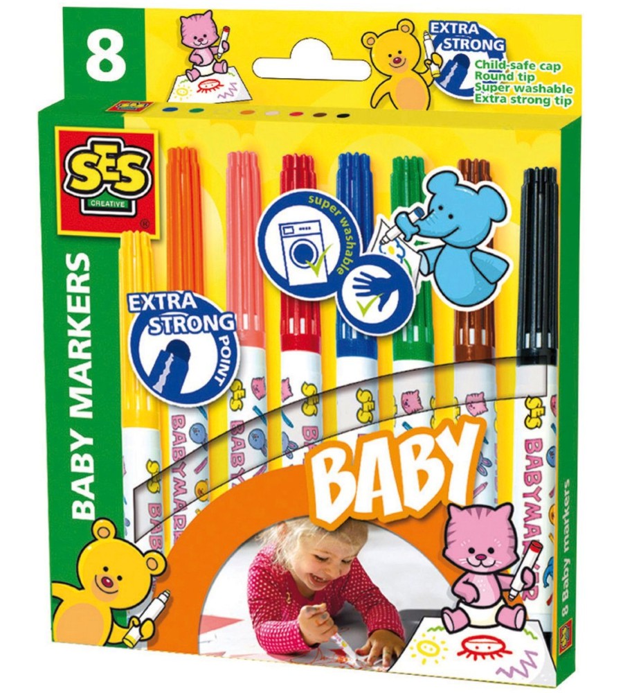 Флумастери за оцветяване SES Creative Флумастери за оцветяване SES Creative - 8 цвята -