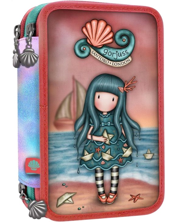 Несесер с ученически пособия Washed Ashore - Santoro Несесер с ученически пособия Washed Ashore - Santoro - С 3 отделния на тема Gorjuss - несесер