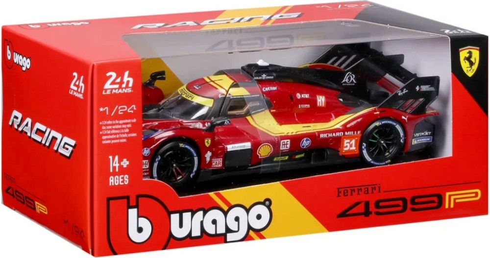 Количка 499P #51 - Bburago Количка 499P #51 - Bburago - От серията Race Collezione - количка