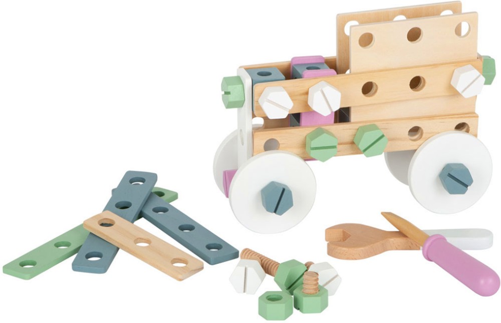 Дървен конструктор Small Foot - Влак - играчка