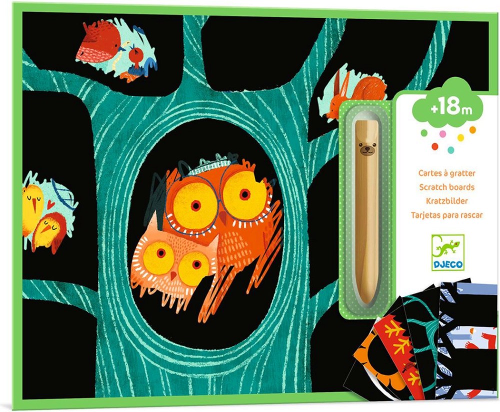 Скреч картини Научи всичко за животните - Djeco Скреч картини Научи всичко за животните - Djeco - Творчески комплект - творчески комплект