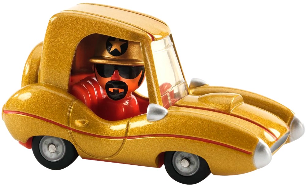 Метална количка Златна звезда - Djeco Метална количка Златна звезда - Djeco - С мащаб 1:43, от серията Crazy Motors - количка