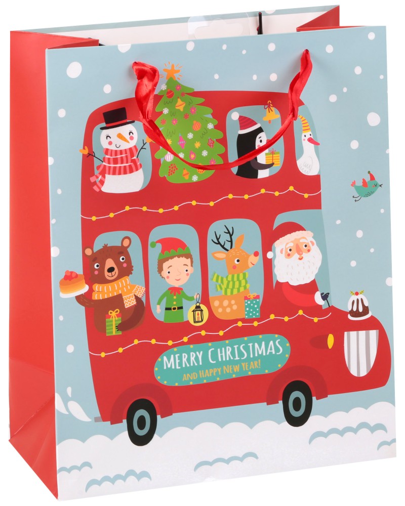Подаръчна торбичка Коледен автобус - Unic Art Подаръчна торбичка Коледен автобус - Unic Art - С размери 26 / 32 / 14 cm - продукт
