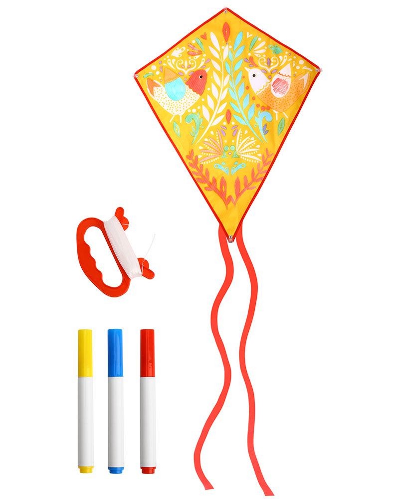 Оцвети сам хвърчило Tooky Toy - Птици - С 3 цветни маркера - творчески комплект