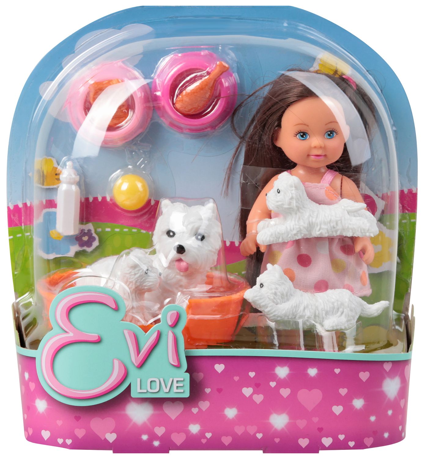 Кукла Еви с бели кученца Simba - store.bg