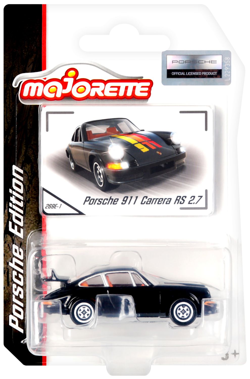 Majorette Porsche 911 Carrera RS 2.7  Black Diecast car 1:64 Scale main image 1