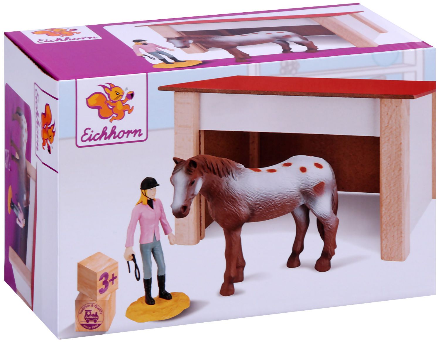 Конюшня с кон и ездач - Детска играчка - - store.bg