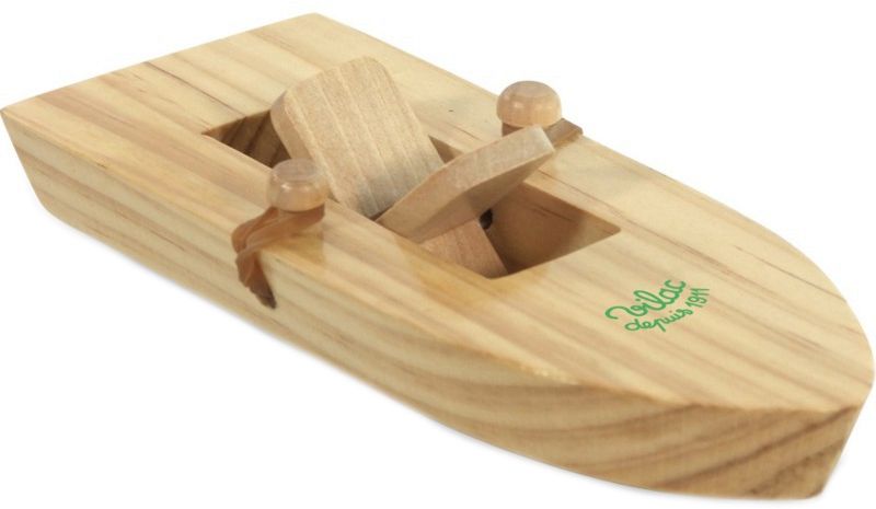Лодка с ластик - Детска дървена играчка - - store.bg