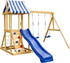 Дървена катерушка с пързалка и люлки - Ginger Home - С размери 308 / 318 / 244 cm - продукт