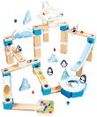 Дървена писта с домино Земята на пингвините - HaPe - играчка