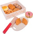 Дървени сладкиши за рязане Bigjigs Toys - С дъска и ножче - играчка