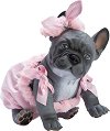 Кукла бебе френски булдог Лили с гащеризон - Asi - С височина 32 cm от серията Animals Reborn - играчка