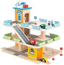 Дървен паркинг с колички - играчка