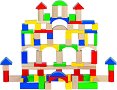 Цветен строител - Детски конструктор с дървени блокчета - играчка