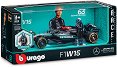 Количка F1 Mercedes W15 с фигура George Russel 63 - Bburago - От серията Race Collezione - количка