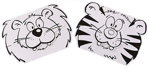 Маски за оцветяване - Лъв и тигър - Творчески комплект от 2 маски от серията "Calalinos" - продукт