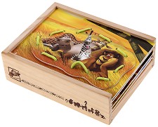 Дървена кутия с плочки за нанизване - Мадагаскар - Детска образователна играчка - играчка