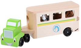 Камион с ремарке за коне - Дървена играчка - играчка