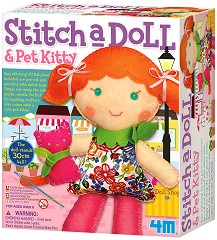 Уший сама - Кукла с коте - Творчески комплект от серията "Girl Craft" - творчески комплект
