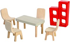 Мебели за трапезария - Дървено обзавеждане за къща за кукли - играчка