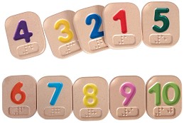 Плочки с брайлови цифри - Дървена образователна играчка - играчка