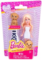 Барби с кученце Голдън Ретривър - Мини кукла с аксесоар от серията "Домашни любимци" - кукла