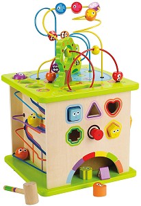 Дървен дидактически куб HaPe - играчка