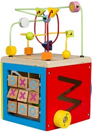 Дидактически дървен куб - Лабиринт - Детска дървена образователна играчка - играчка