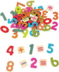 Магнитни цифри и знаци - Детски образователен комплект от дърво - играчка