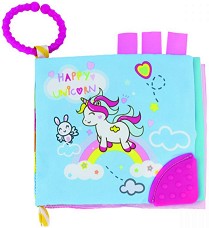 Мека книжка с гризалка - Happy Unicorn - играчка