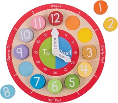 Часовник - Детска дървена играчка за сортиране - играчка