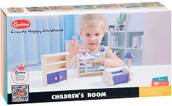 Детска стая за куклена къща - Дървен комплект за игра - играчка
